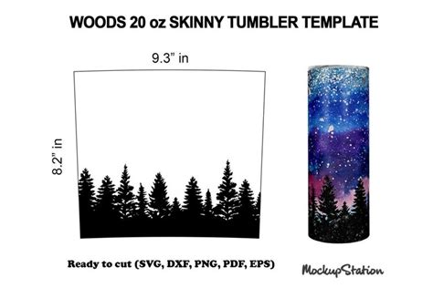 Northern Lights Tumbler SVG Template | Tree Line Tumbler SVG