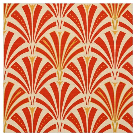 Art deco fan pattern mandarin orange fabric – Artofit