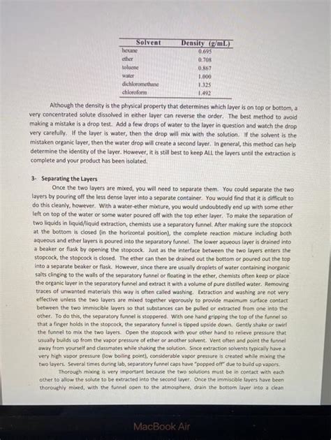 Solved liquid liquid extraction lab repot... i must write a | Chegg.com