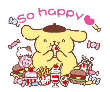 LINE Official Stickers - Pompompurin's Chowtime Example with GIF Animation | Line sticker ...