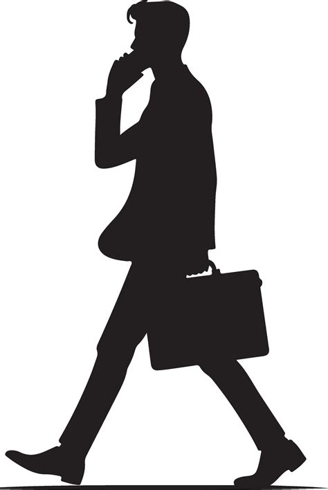 business man talking with cell phone and walking silhouette 36365633 Vector Art at Vecteezy