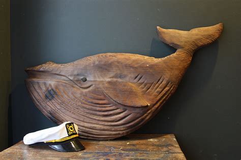 Folk Art Whale / Vintage Large Wooden Whale Carving by sevenbc, $175.00...would be awesome for a ...