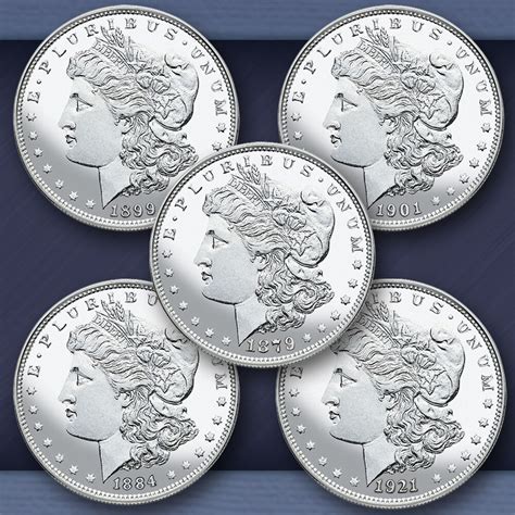 Five Decade Set of Uncirculated Morgan Silver Dollars