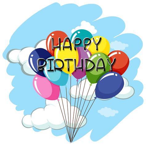 Happy Birthday card template with balloons in sky 298542 Vector Art at Vecteezy