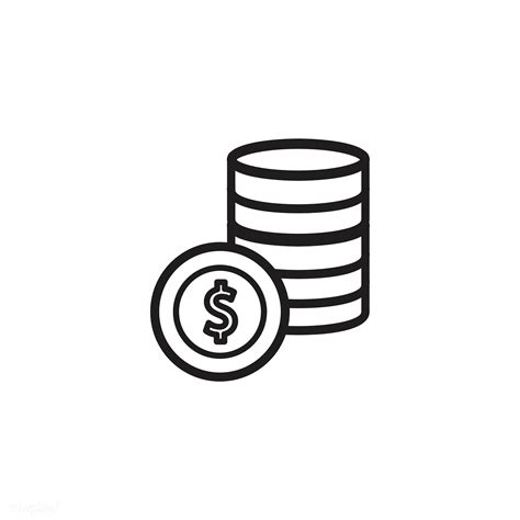 stacks of coins with a dollar sign in the center line art icon for apps and web design