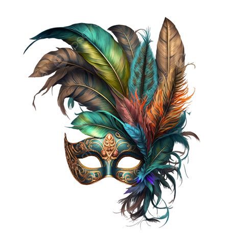 Colorful Feathers Mardi Gras Barazil Carnival Mask Transparent ...