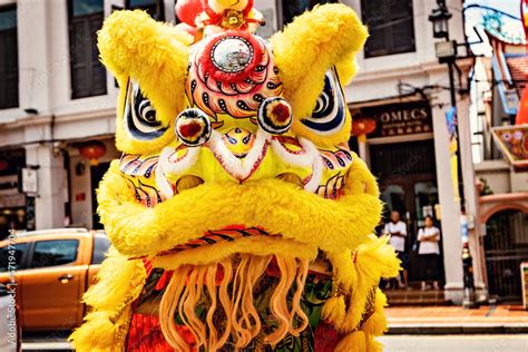 Dragon head costume at Chinese New year celebration in Malaysia Stock ...