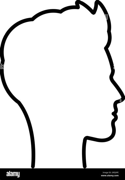 Face outline of male or man human head profile silhouette vector icon in a glyph pictogram ...