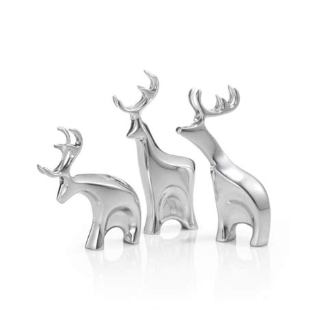 Nambe Miniature Dasher Reindeer Figurine Set (Set of 3)