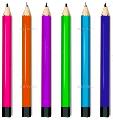 Six Colorful Pencils by interactimages | GraphicRiver