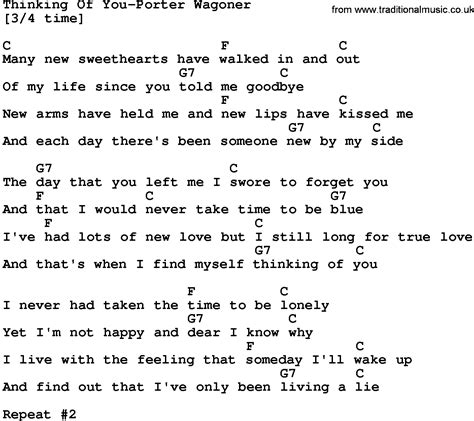 Country Music:Thinking Of You-Porter Wagoner Lyrics and Chords