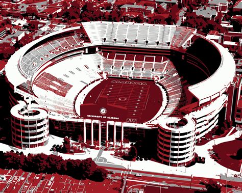 University of Alabama Stadium Print Canvas Print Crimson | Etsy