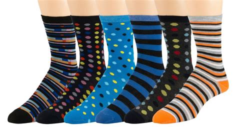 Men's Colorful Dress Socks 6 Pairs Fun Funky Assorted Patterned Socks ...