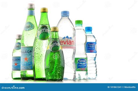 Bottles of Assorted Global Mineral Water Brands Editorial Photo - Image of bottled, glass: 101861241