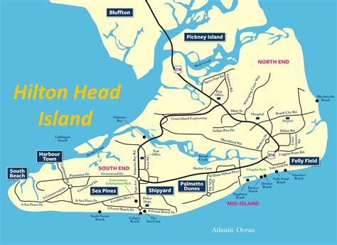 Hilton Head Island Area Tourist Map - Ontheworldmap.com