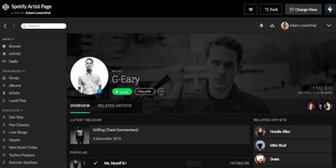 CodePen Spotify Artist Page | Bypeople