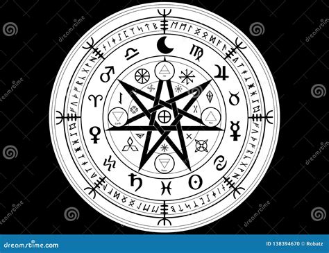 Wiccan Symbol of Protection. Mandala Witches Runes, Mystic Wicca Divination. Ancient Occult ...