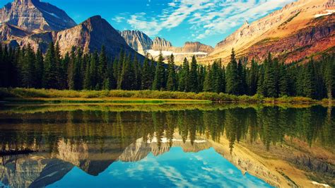 Wallpaper Rocky Mountains, Glacier National Park, lake, forest, water ...