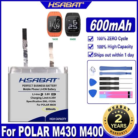 Hsabat 600mah Battery For Polar M430 M400 Gps Sports Watch New Li-polymer Rechargeable ...