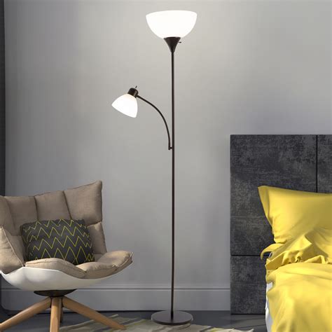 Torchiere Floor Lamp with Reading Light Sturdy Metal Base, Heat ...