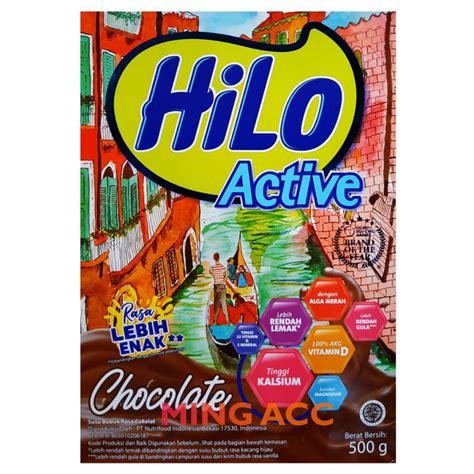 HiLo Active Chocolate Susu Cokelat High Calcium Milk 500 Gram 500g ming ...