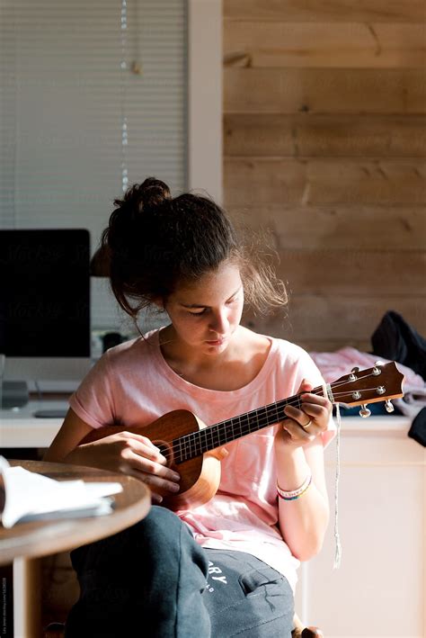 Teenage Girl Playing The Ukulele by Léa Jones - Ukulele | Ukulele ...