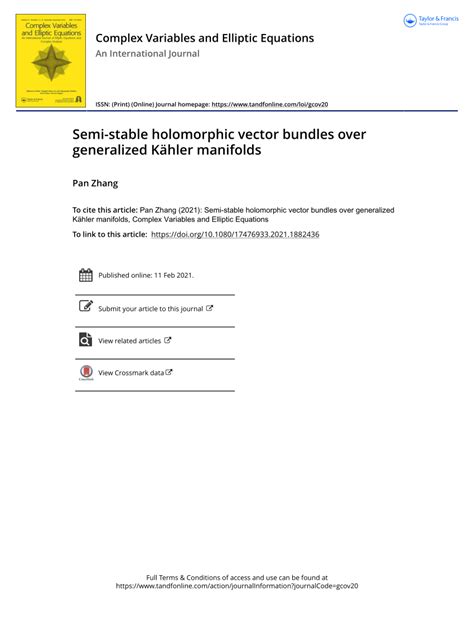 (PDF) Semi-stable holomorphic vector bundles over generalized Kähler ...