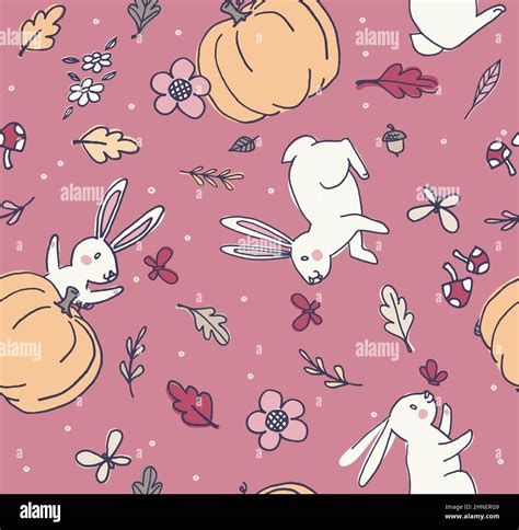 Fall Pumpkin Bunny Vector Pattern Stock Vector Image & Art - Alamy