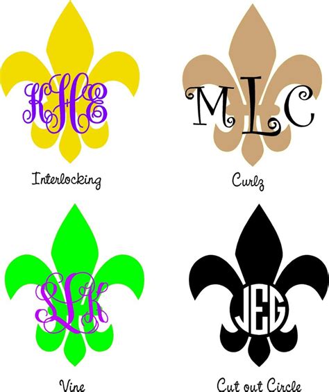 Fleur de lis monogram decal French lover monogram Fleur de | Etsy