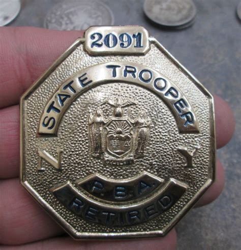 Vintage New York State Trooper P.B.A. Retired Obsolete Badge No Reserve ...