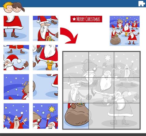 jigsaw puzzle game with Santa Claus characters on Christmas time ...