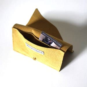 Mustard Yellow Leather Business Card Holder / Wallet - Etsy