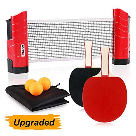 XGEAR Anywhere Ping Pong Equipment to-Go Includes Retractable Net Post, 2 Ping Pong Paddles, 3 ...