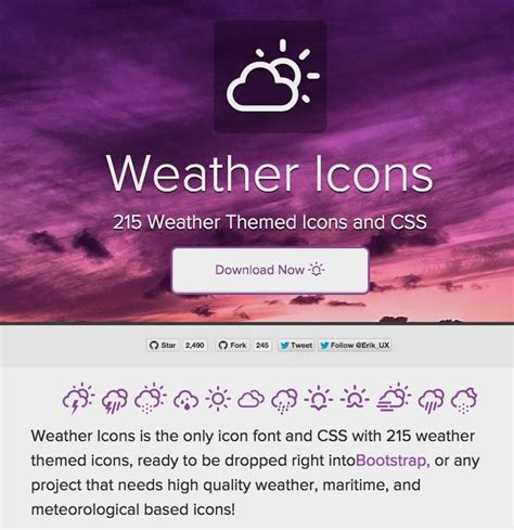 Weather Icons - 189 Icon Font inspired by Font Awesome and designed for ...