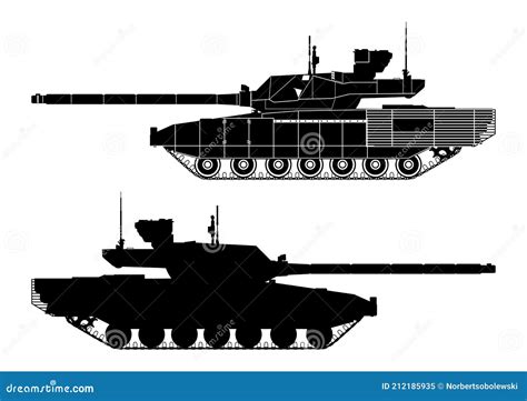 Silhouette of Modern Main Battle Tank Stock Vector - Illustration of armor, battle: 212185935