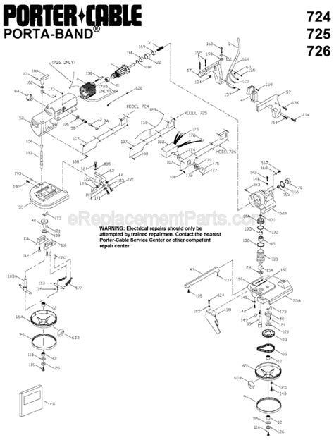 Porter Cable 725 Parts List and Diagram - Type 1 : eReplacementParts.com