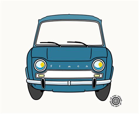 SIMCA 1000 T-shirt Classic Simca mille Sedan DTG Printed, Choice of Colors. Original Art by ...