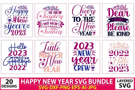 Happy New Year SVG Bundle Vol- 4 Bundle · Creative Fabrica