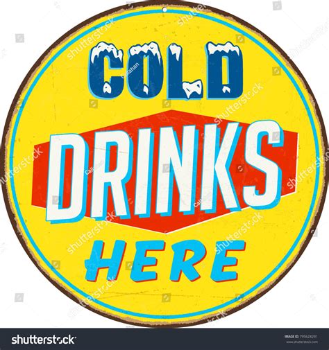 Vintage Metal Sign Cold Drinks Here Stock Vector (Royalty Free ...