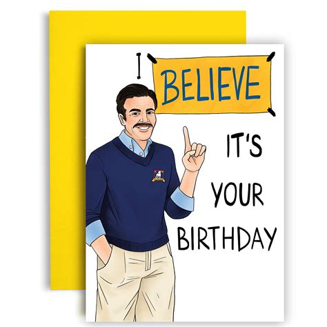 Buy Huxters Ted Lasso Inspired Funny Birthday Card, 350gsm Paper, Matching Recyclable Envelope ...