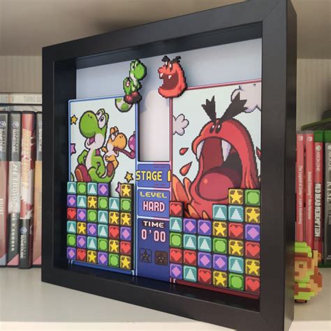 Tetris Attack Shadowbox With Yoshi and Gargantua Blargg | Etsy