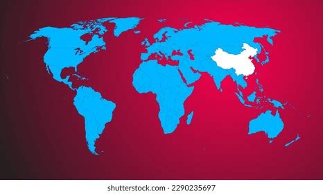 China Map Highlighted World Map Red Stock Vector (Royalty Free ...