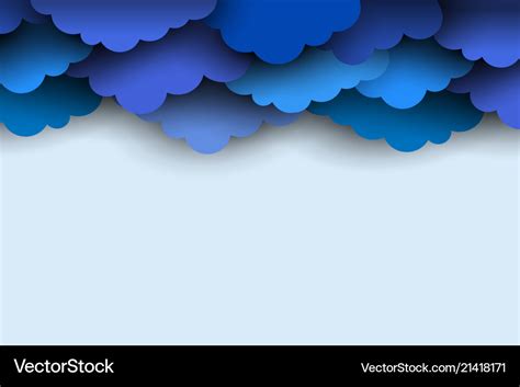 Border of blue paper cut clouds for design with Vector Image