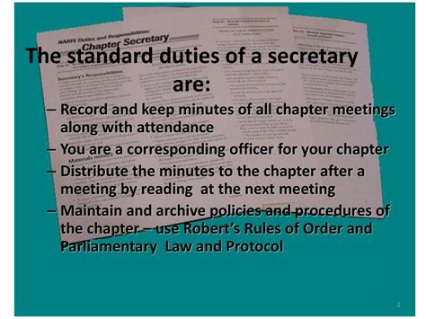 Secretary’s Duties and Responsibilities - ppt download