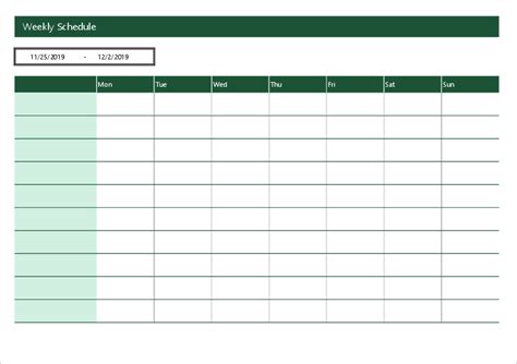 Weekly Class Schedule Template For Excel