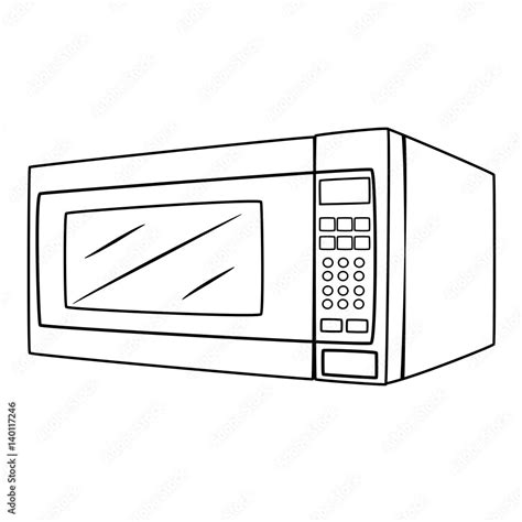 Microwave Oven Cartoon Drawing Stock Vector | Adobe Stock