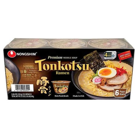 Nongshim Tonkotsu Ramen Bowl, 3.56 oz, 6-count - Walmart.com