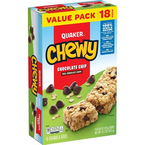 Quaker Chewy Granola Bars, Chocolate Chip (18 Pack) - Walmart.com - Walmart.com