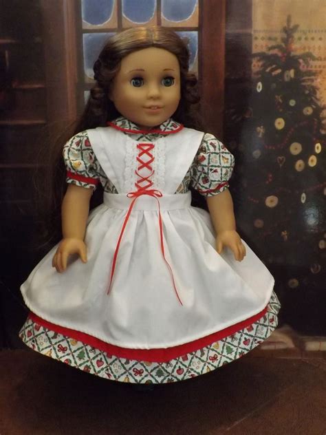 Christmas Dress and Pinafore made for American Girl dolls Marie Grace, Addy, Kirsten by ...