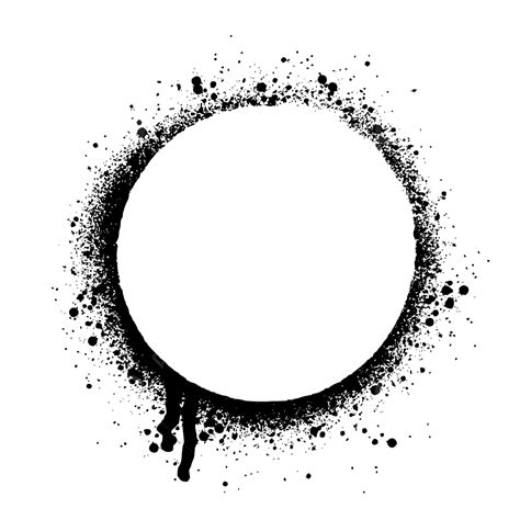 Circle Grunge Ink Splat Round Spot Brush Splash Paint Border Frame On Transparent Background ...